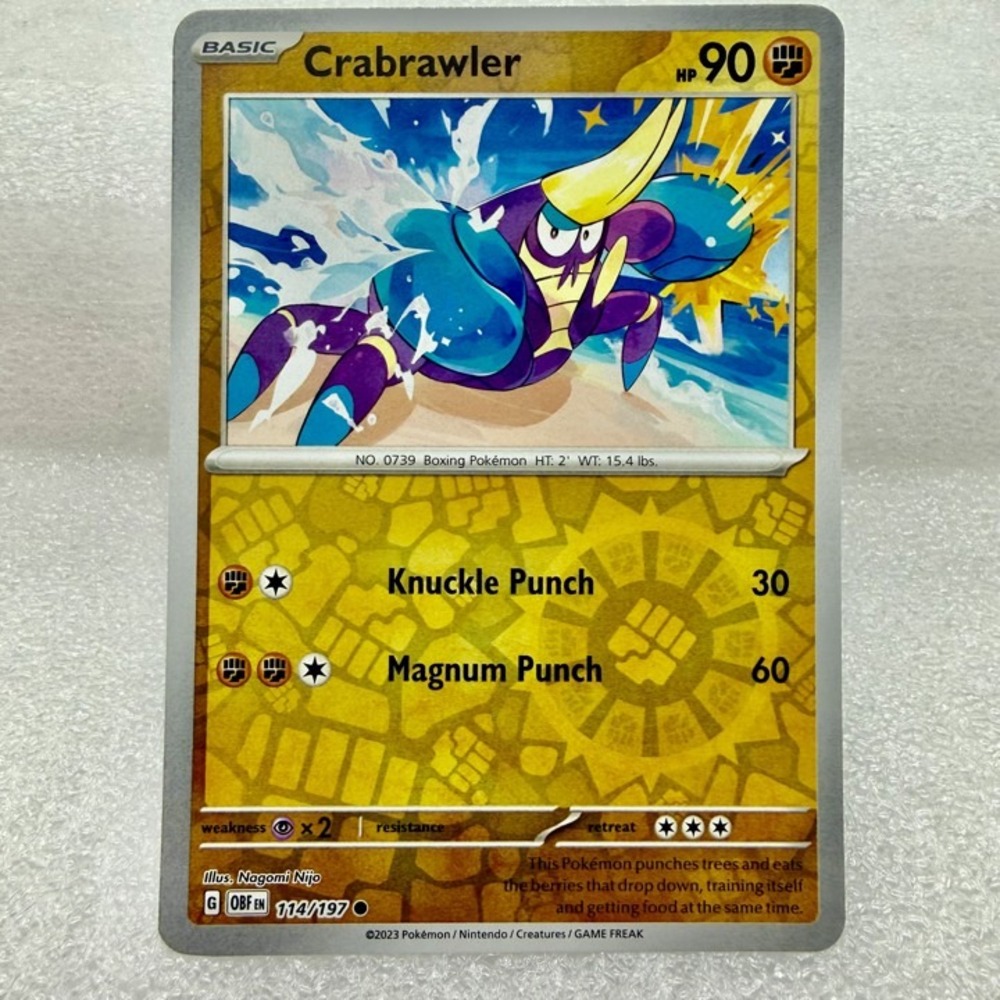 Crabrawler 114/197 SV03: Obsidian Flames Reverse Holo Pokémon TCG Mint Unplayed